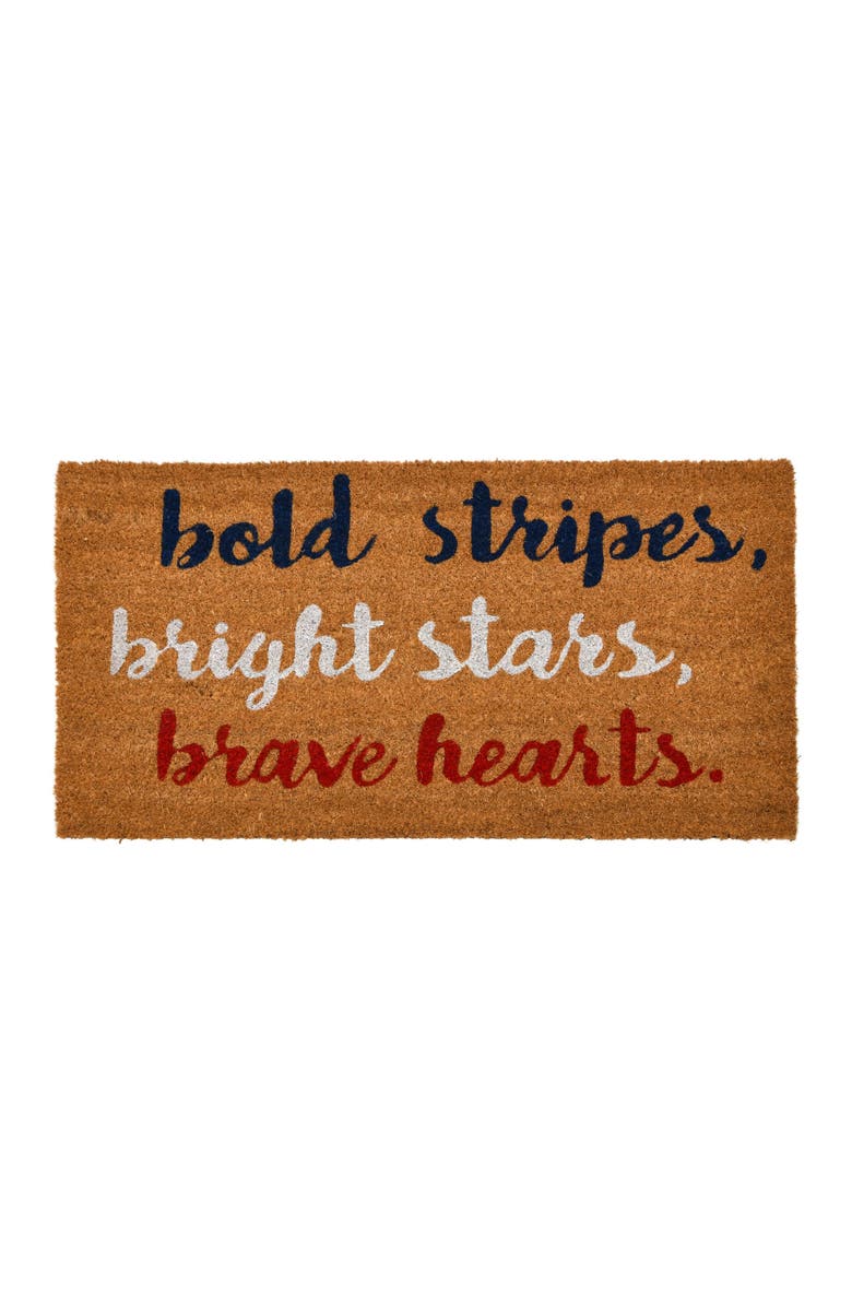 Storied Home Coir Entry Doormat with Patriotic Message, Main, color, Brown