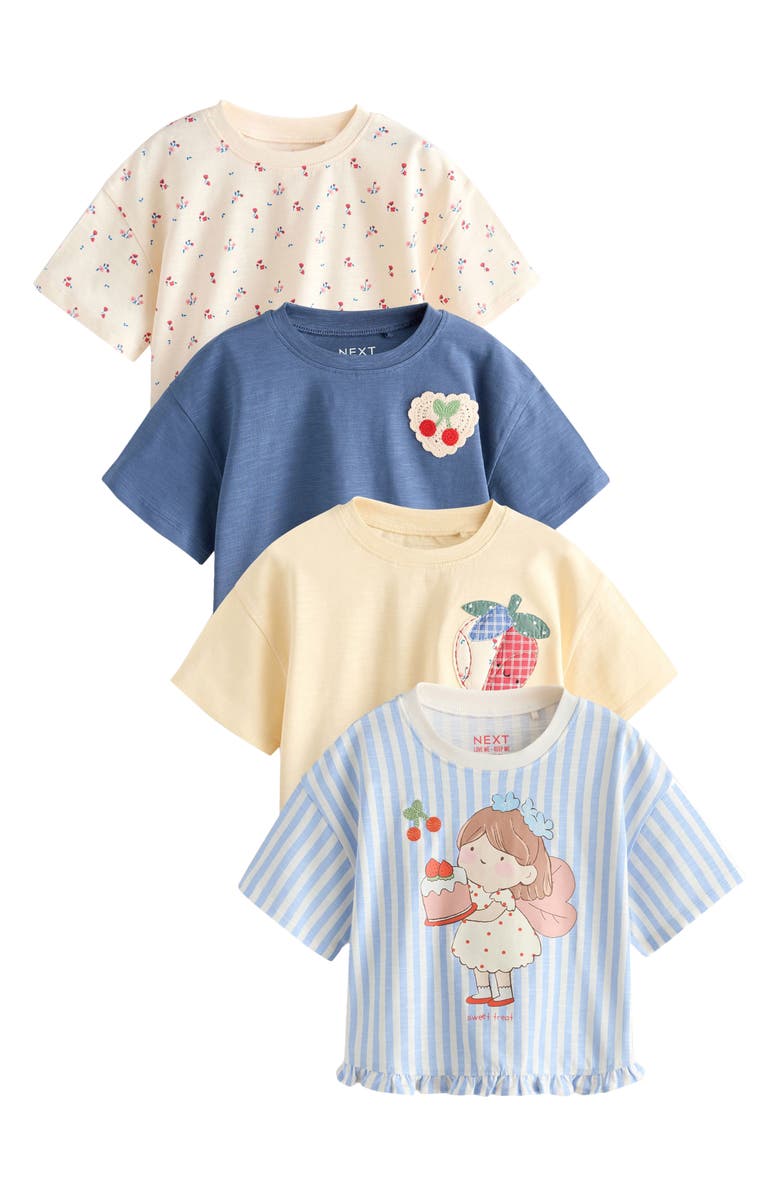 NEXT Kids' Assorted 4-Pack Cotton T-Shirts, Main, color, Blue