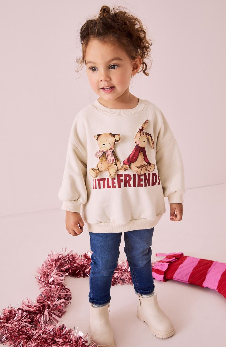 NEXT Kids' Little Friends Cotton Graphic Sweatshirt, Alternate, color, White
