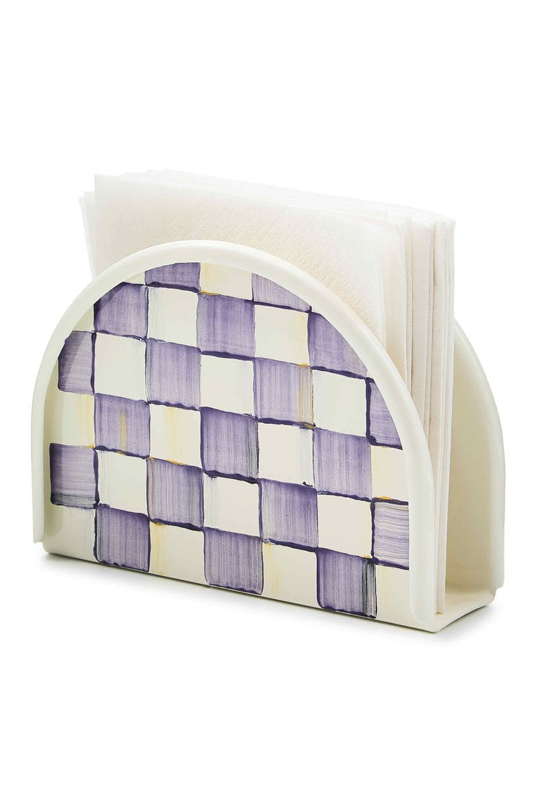 Violet Check Enameled Steel Napkin Holder, Alternate, color, VIOLET