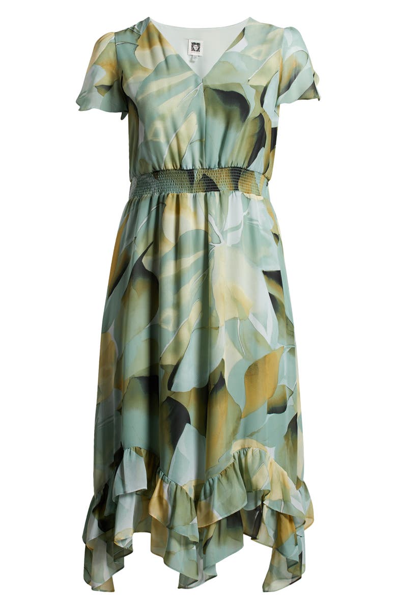 Anne Klein Abstract Print Handkerchief Hem Chiffon Dress, Alternate, color, 
