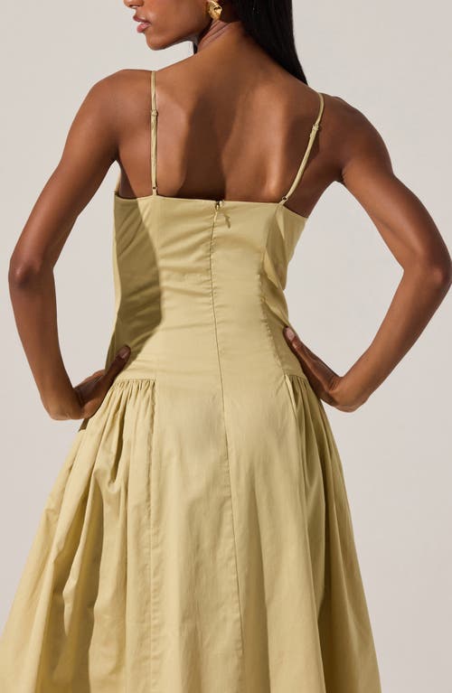 Astr The Label High Neck Open Back Cotton Midi Dress In Light Khaki
