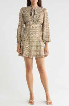 Tie Neck Long Sleeve Dress