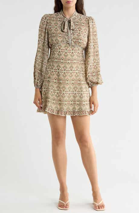 Tie Neck Long Sleeve Dress