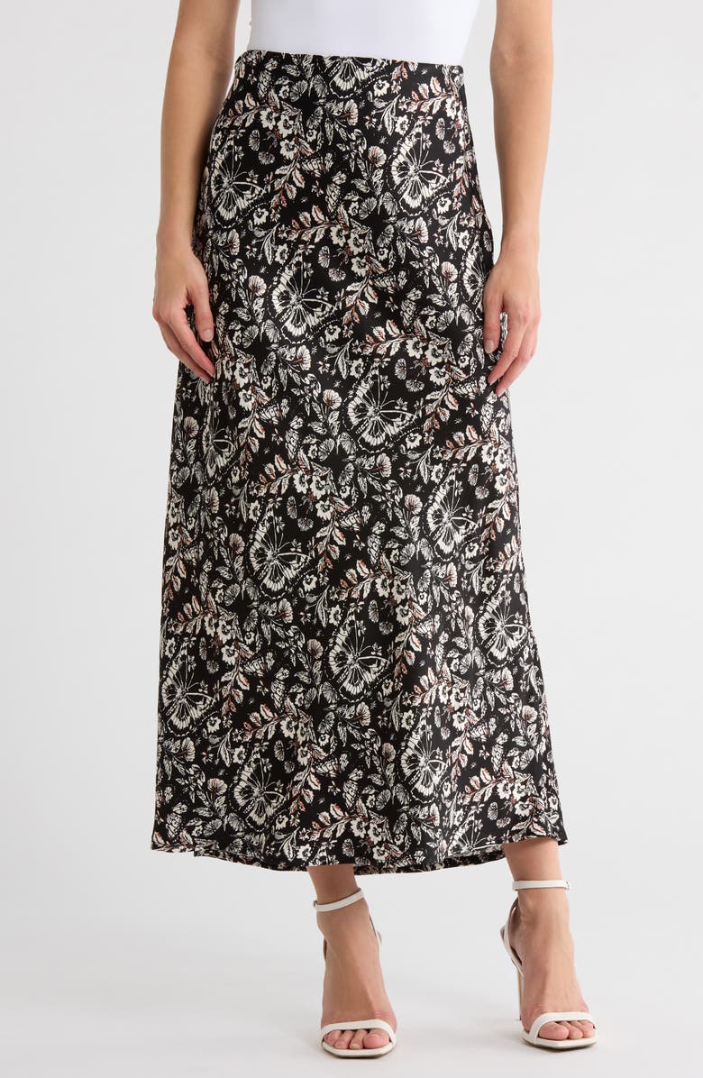 JASON WU Print Maxi Slipskirt, Main, color, Black/ White/ Brown