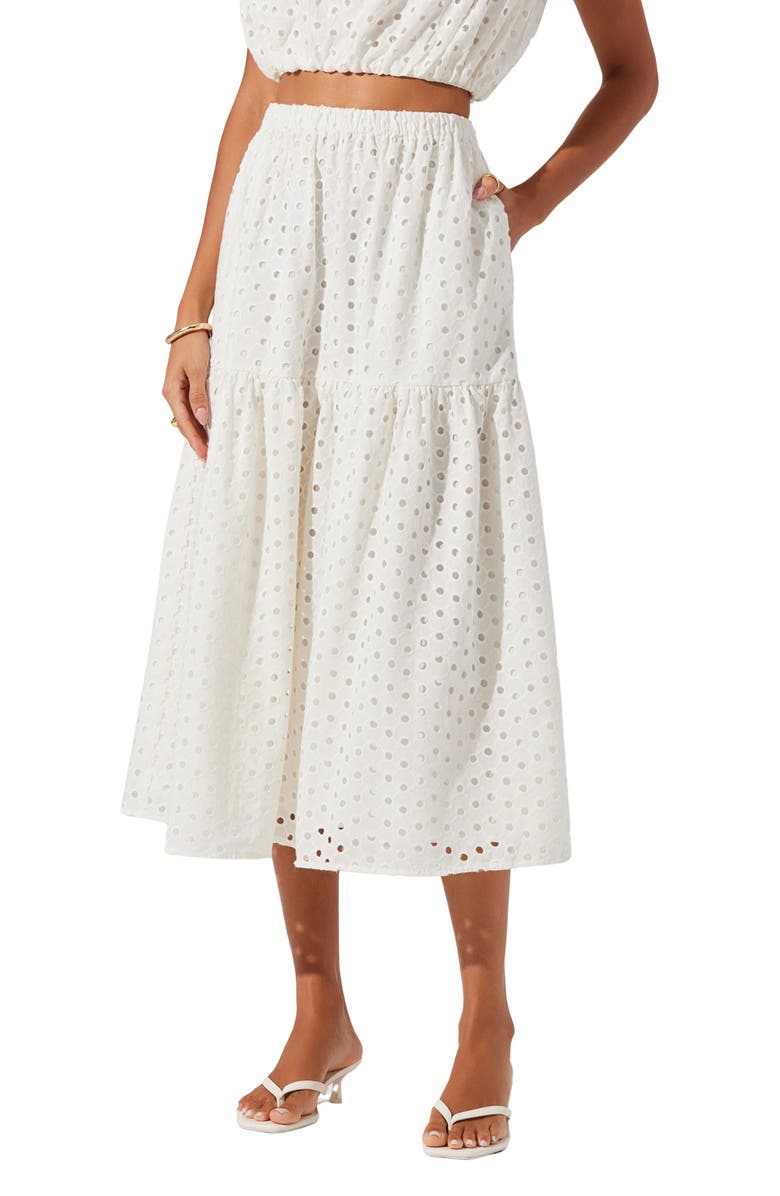 ASTR the Label Nalley Eyelet Tiered Skirt with Pockets, Alternate, color, White