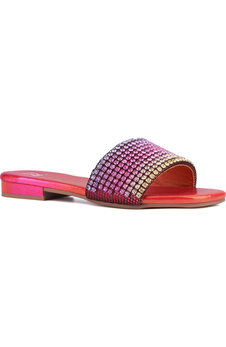 NEW YORK AND COMPANY Gracie Rhinestone Slide Sandal, Main, color, Pink Ombre
