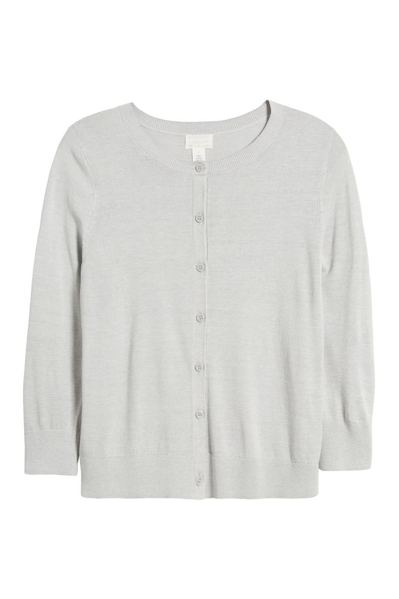 Crewneck Cardigan, Alternate, color, GREY HEATHER