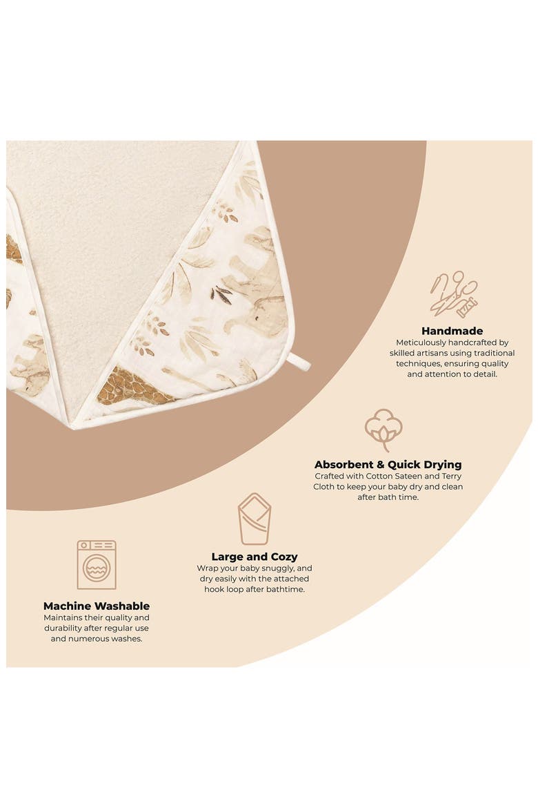 Hooded Cotton Baby Towel, Alternate, color, BROWN/ WHITE
