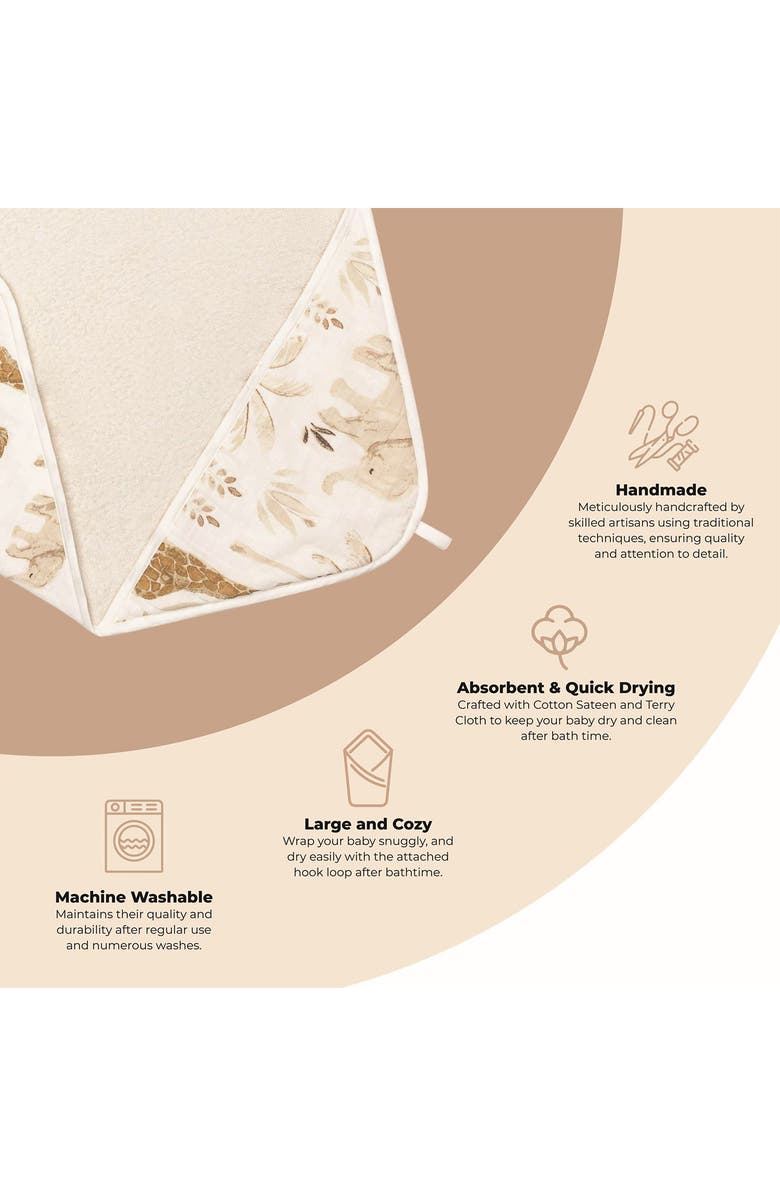 CRANE BABY Hooded Cotton Baby Towel, Alternate, color, Brown/ White