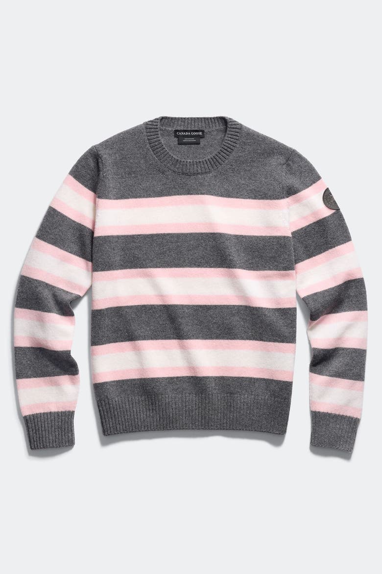 Joffre Striped Knit Crew, Main, color, Stone/Linnaea Rose