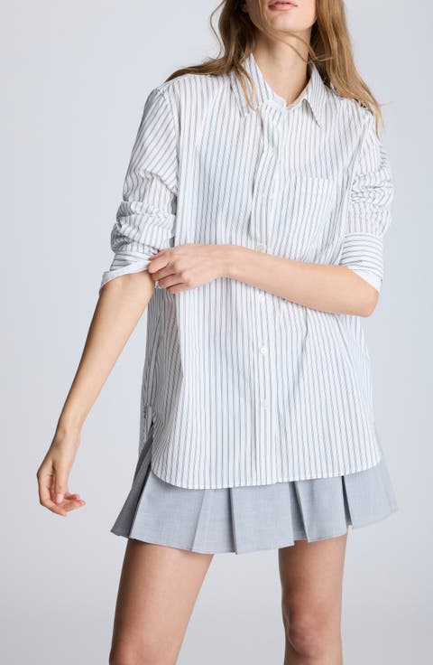 Stripe Oversize Button-Up Shirt