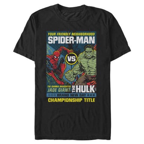 Mens Marvel Spider-Man Brand New Day Friendly Neighborhood vs Hulk T Shirt