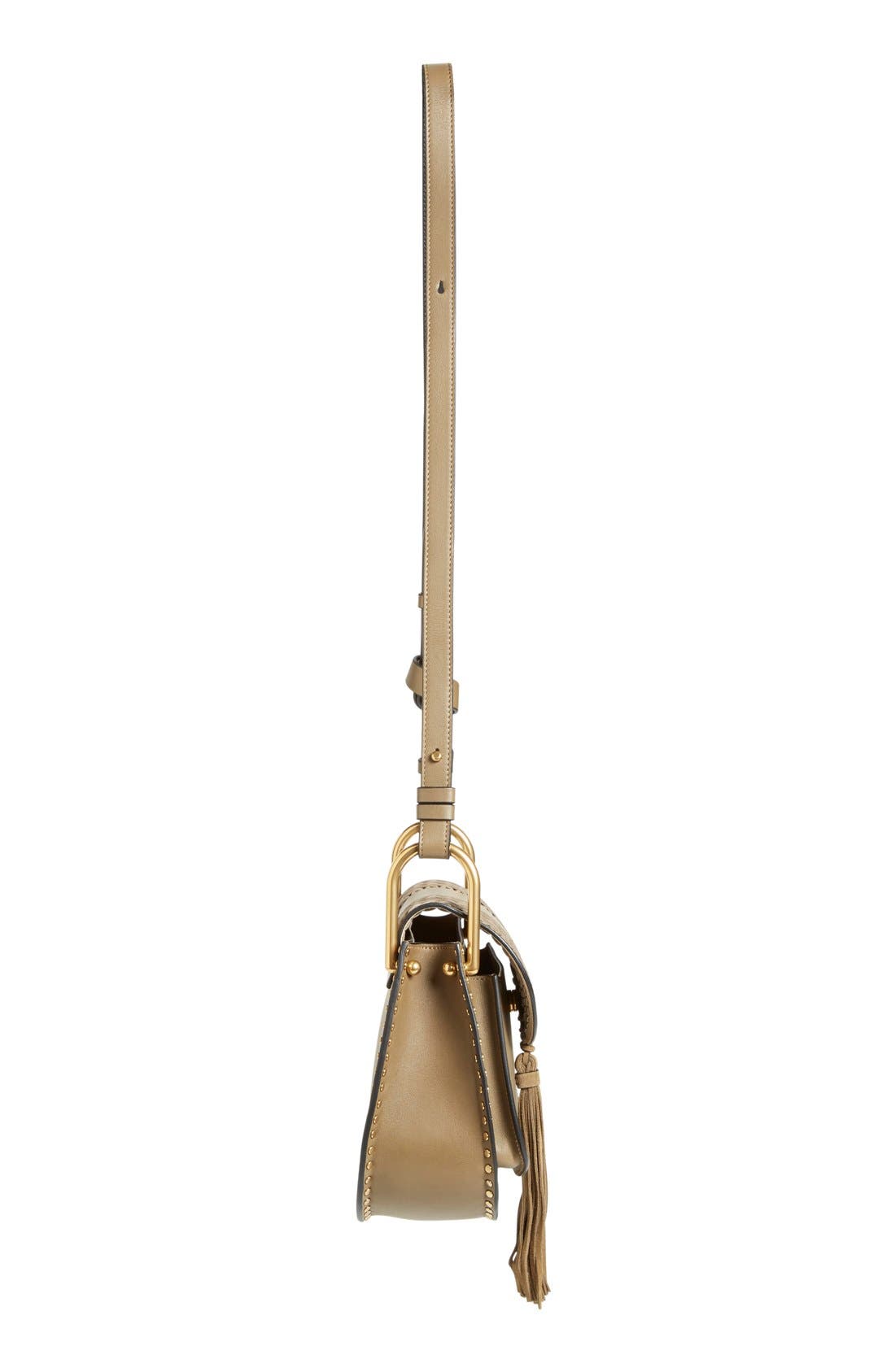 'Small Hudson' Studded Calfskin Leather Crossbody Bag, Alternate, color, MERINO GREY