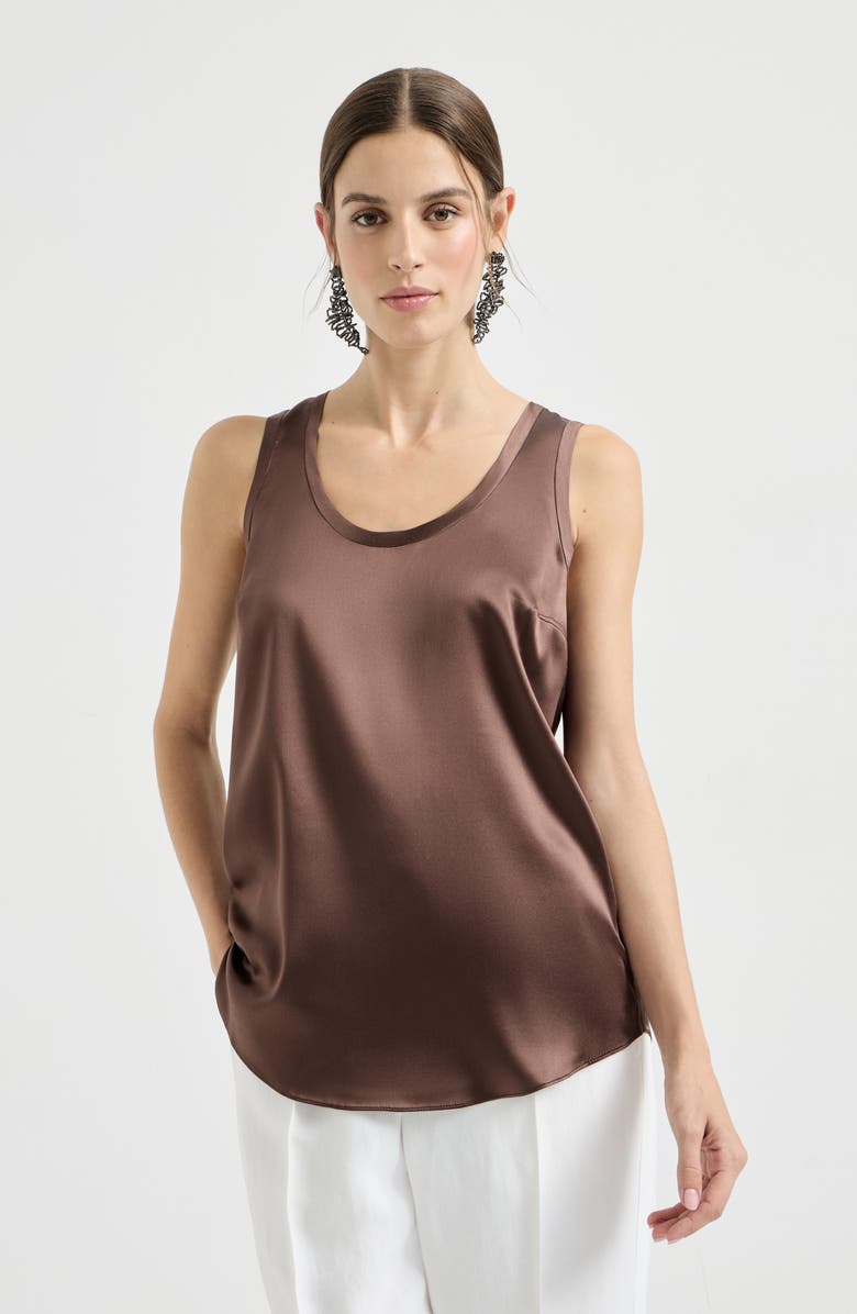 Brunello Cucinelli Satin top, Alternate, color, Brown