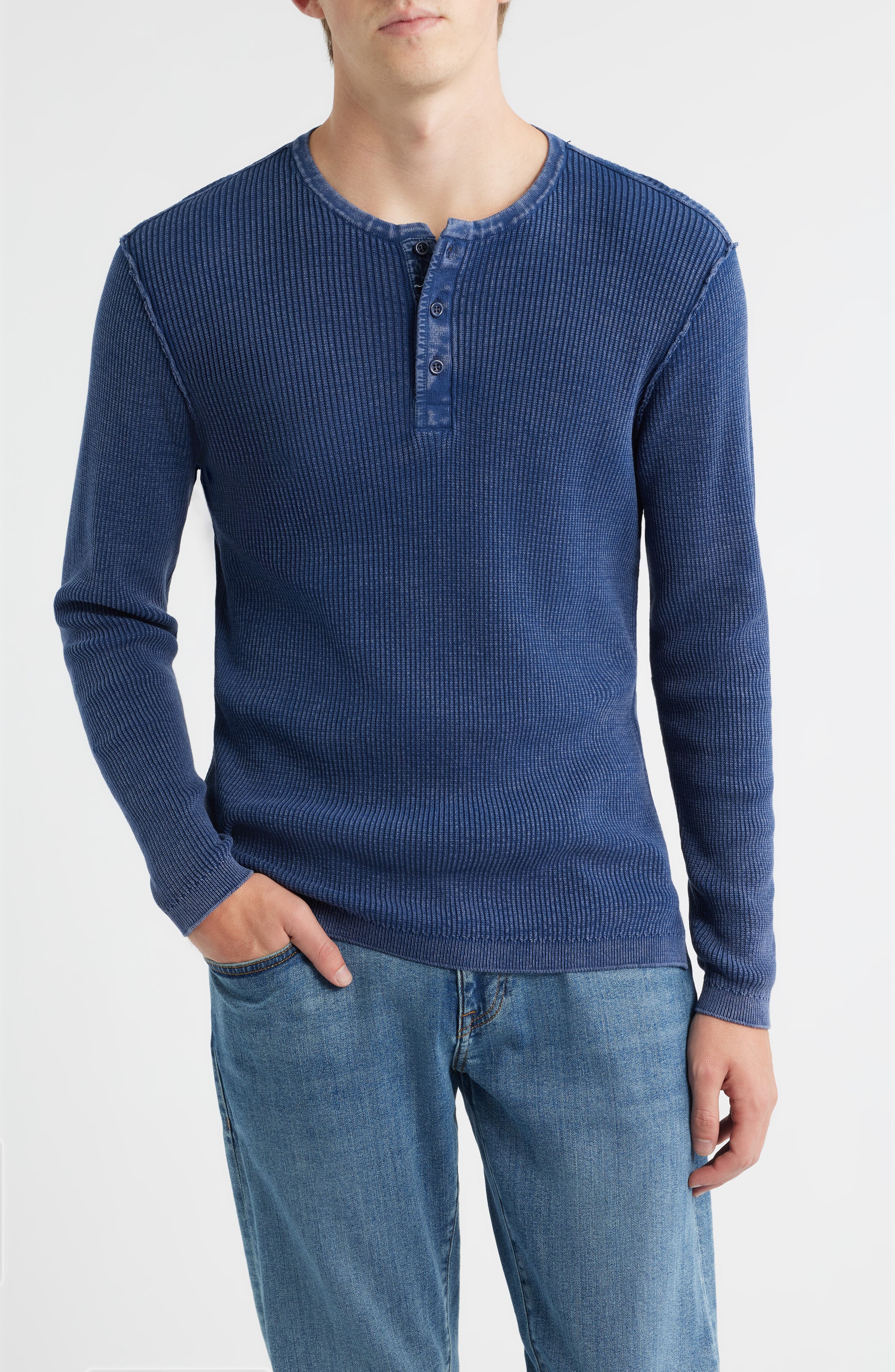Stonewash Cotton Henley Sweater - image 5