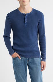Schott NYC Stonewash Cotton Henley Sweater