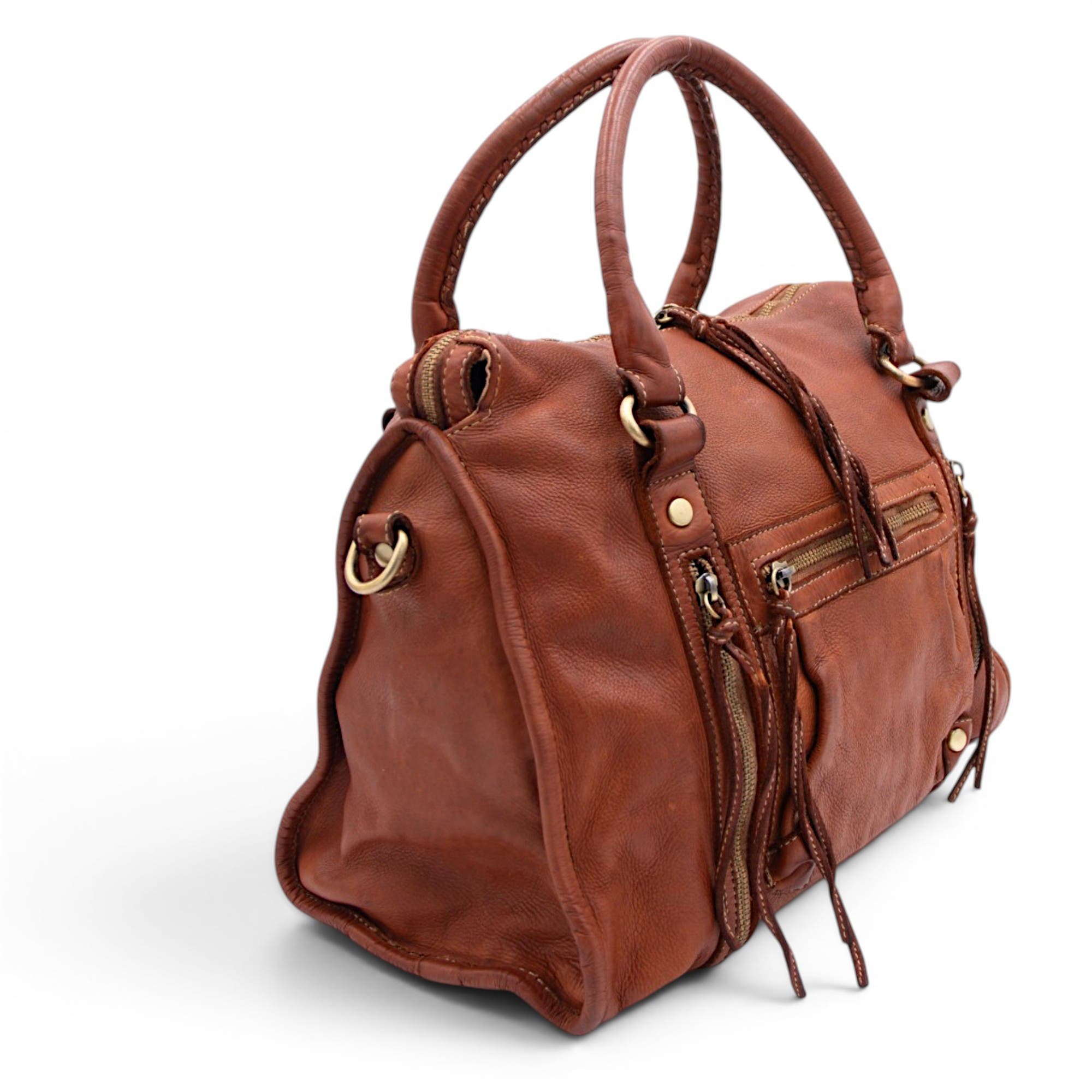 Large Pocket Satchel, Alternate, color, Cognac