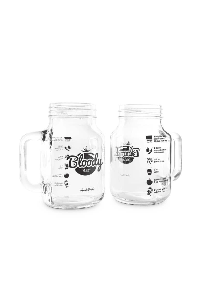 Bloody Mary Mason Jar Glasses, Set of 2, Alternate, color, Clear