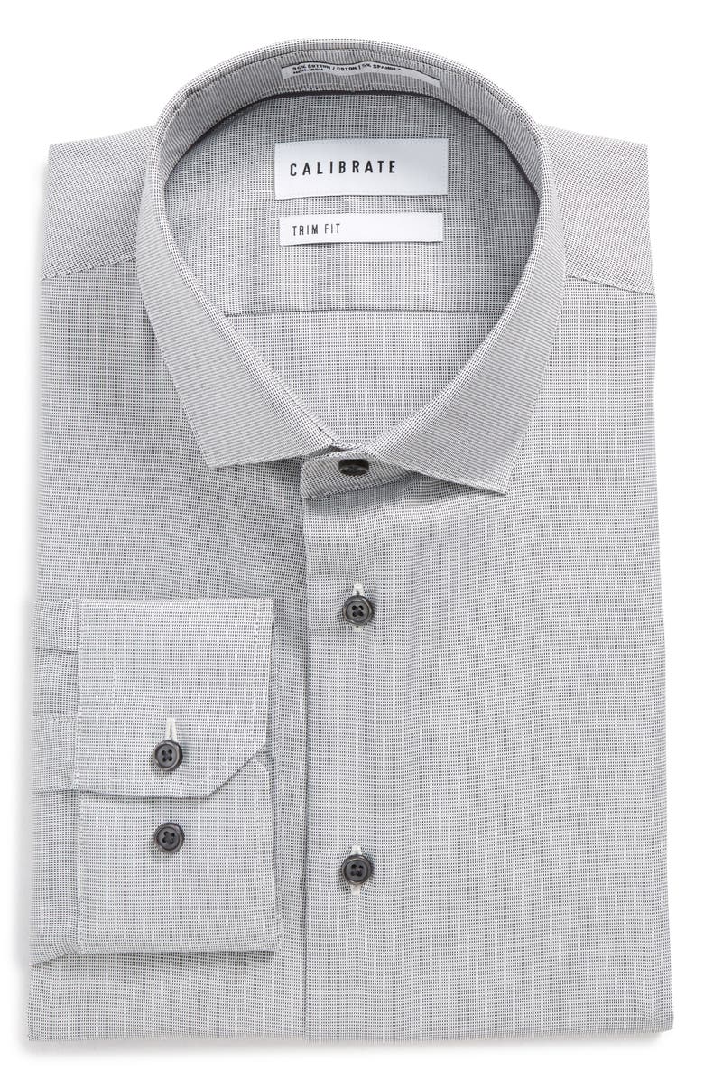Calibrate Trim Fit Non-Iron Stretch Solid Dress Shirt, Alternate, color,