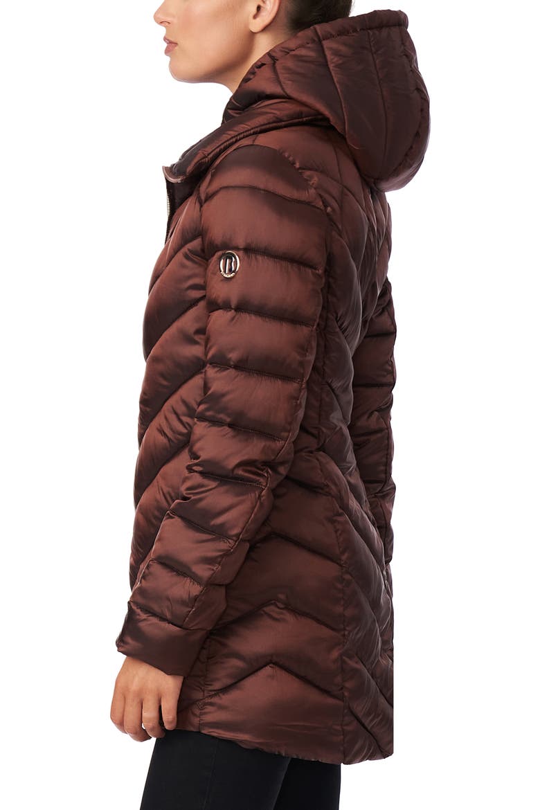 Asymmetrical Channel Quilted Jacket with Hooded Bib Inset, Alternate, color, ESPRESSO