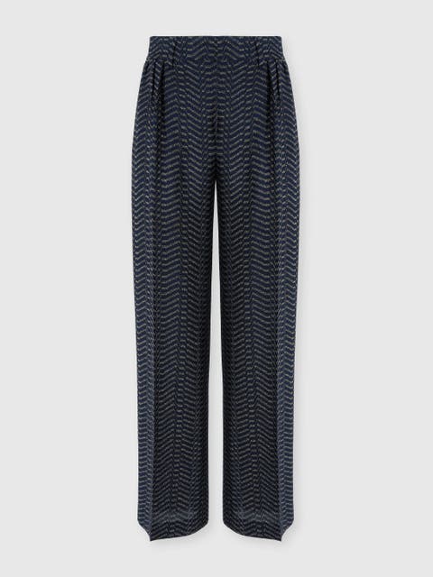 Classic Viscose Lamé Trousers With Greek Key Motif