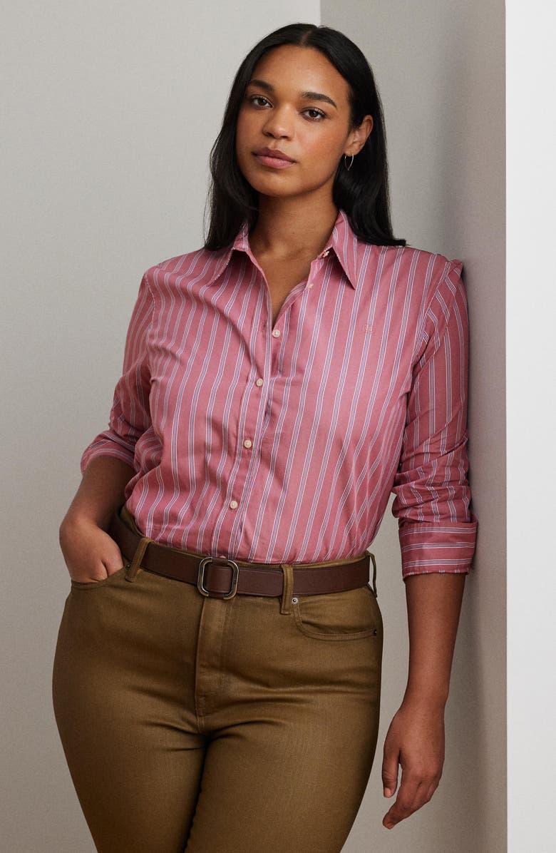 Lauren Ralph Lauren Classic Fit Striped Broadcloth Shirt, Alternate, color,