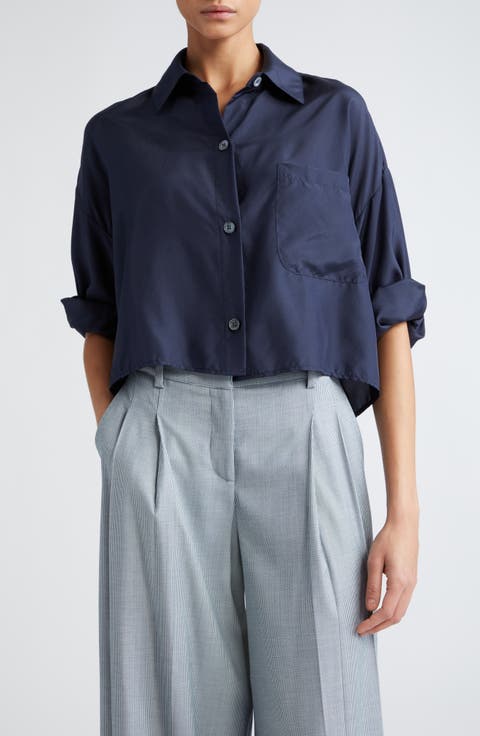 Next Ex Crop Silk Button-Up Shirt