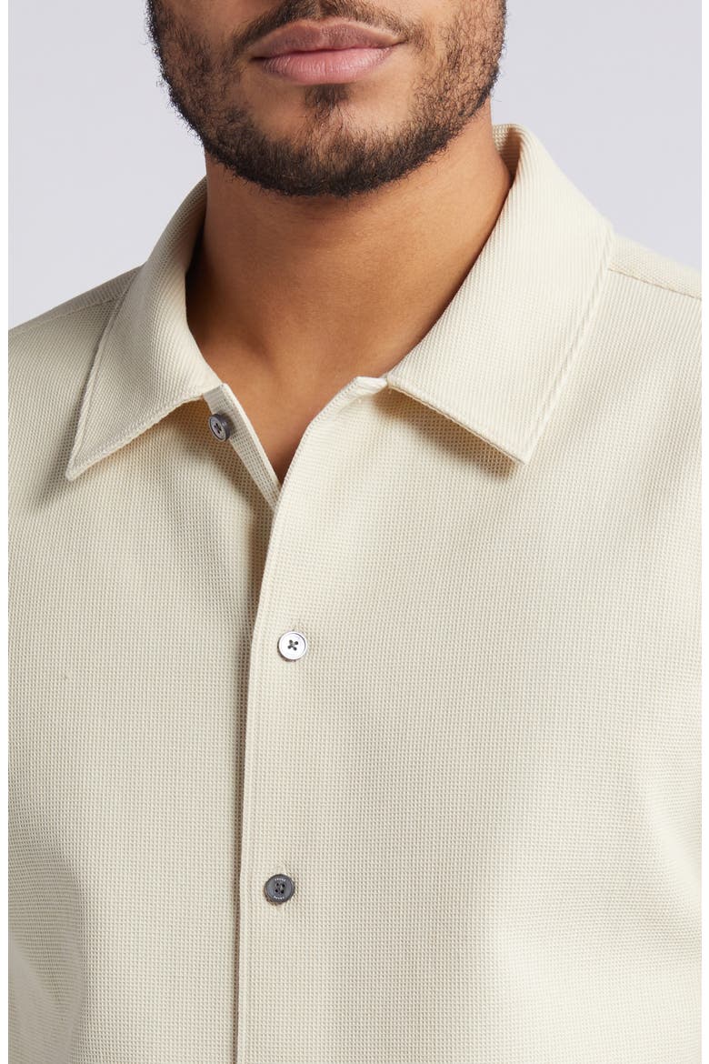 Textured Short Sleeve Button-Up Shirt, Alternate, color, BEIGE