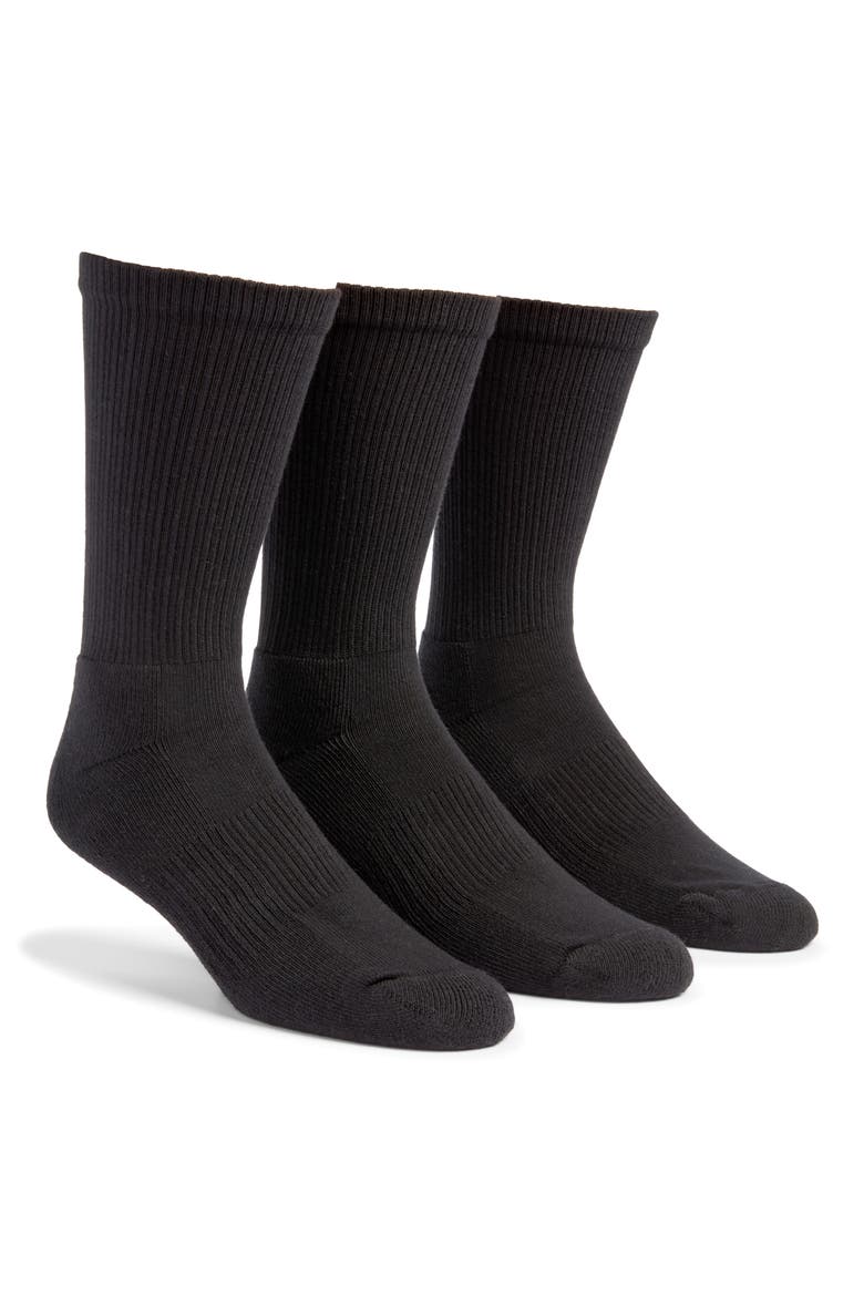 3-Pack Everyday Cotton Blend Crew Socks, Main, color, BLACK