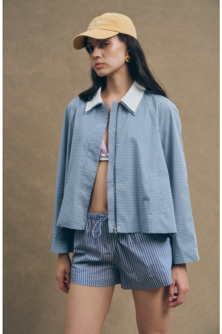 Milton Cotton Gingham Jacket, Alternate, color, NAVY PLAID