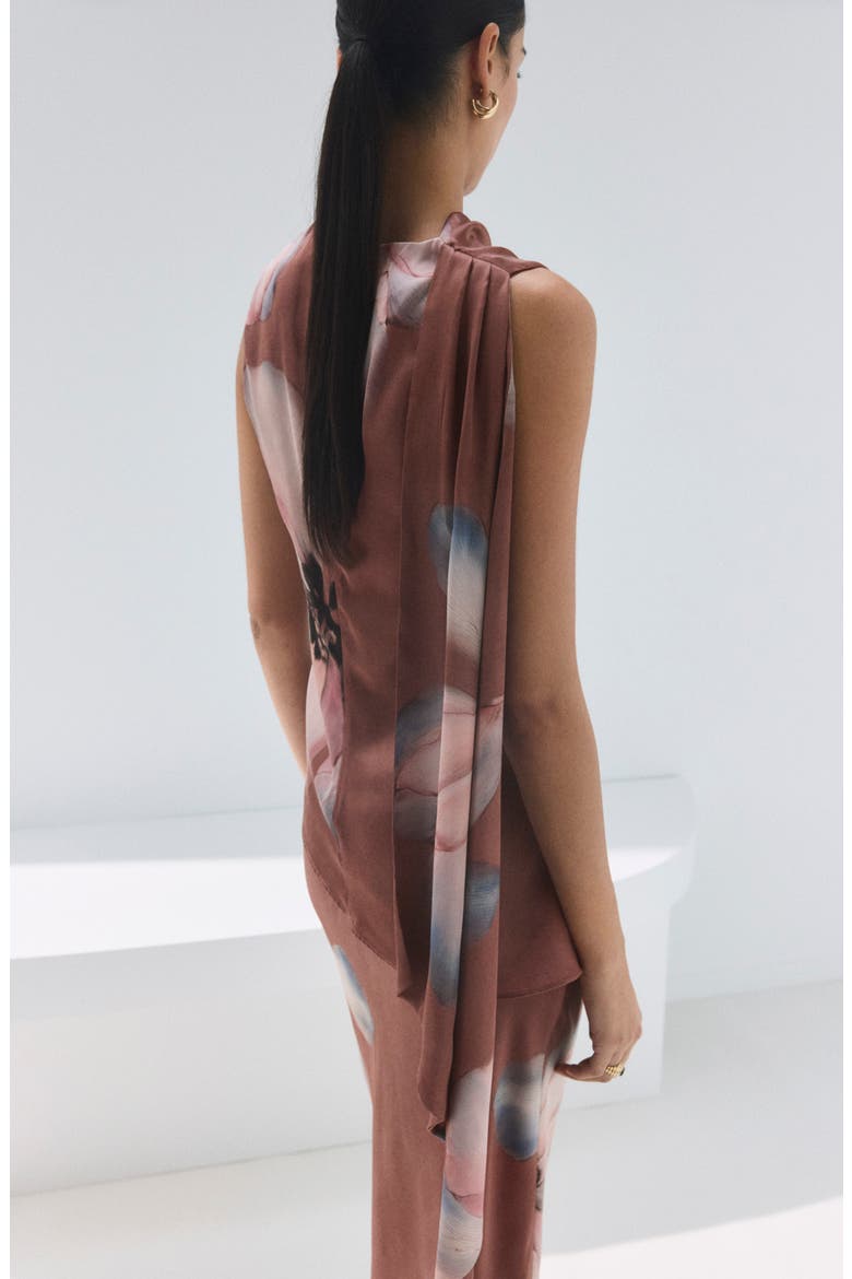 Floral Print Drape Sleeveless Top, Alternate, color, PASTEL PINK