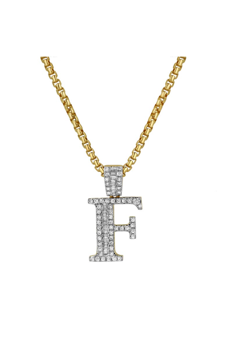F Initial Diamond Pendant 10K Yellow Gold - 0.71 Carats, Main, color, 10K Yellow Gold