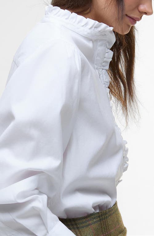Barbour Embleton Ruffle Cotton Button-up Shirt In White