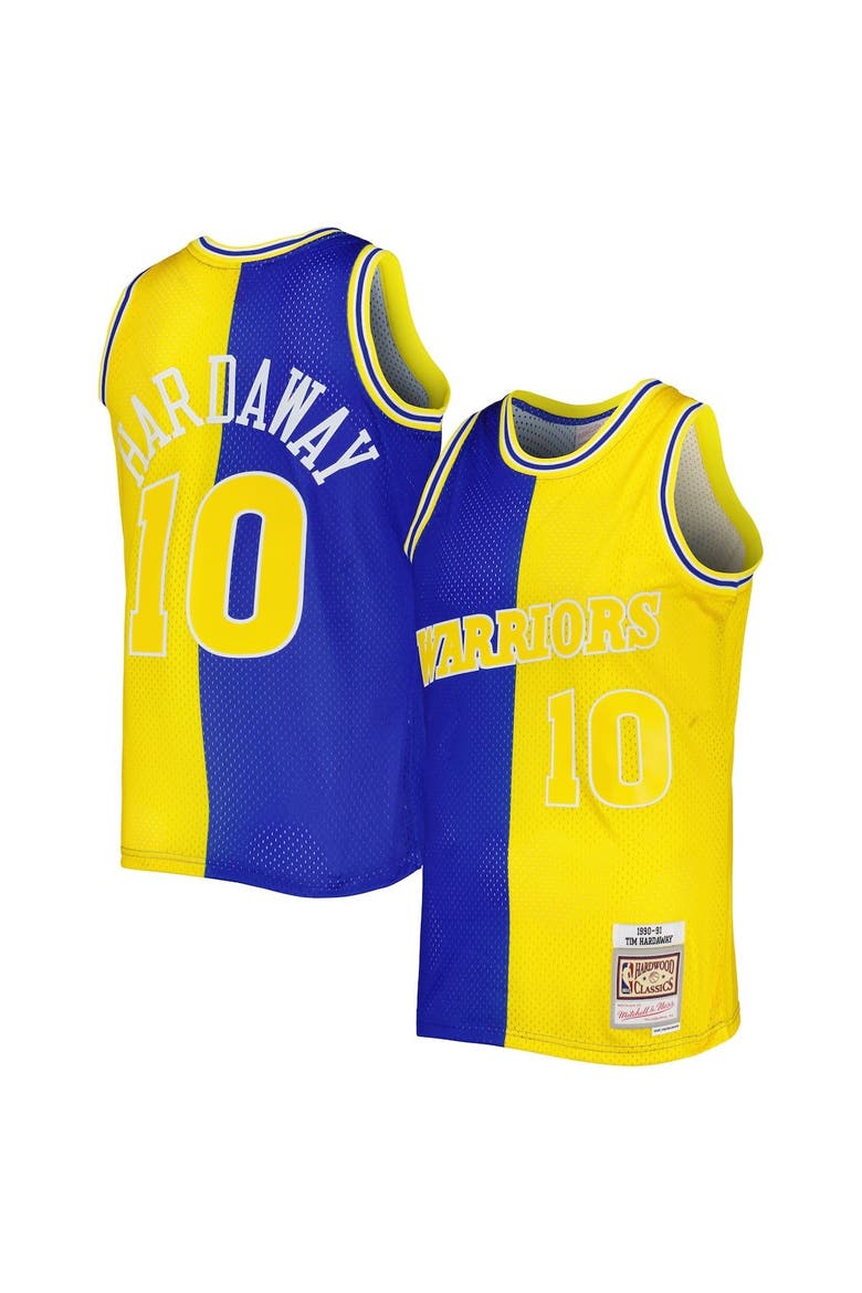 Men's Mitchell & Ness Tim Hardaway Royal/Gold Golden State Warriors Hardwood Classics 1990/91 Split Swingman Jersey, Alternate, color, Royal