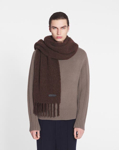 Lanvin Fringed Scarf In Wool In Dark Brown
