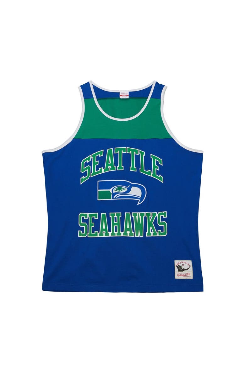Mitchell & Ness Men's Mitchell & Ness Royal/Green Seattle Seahawks Heritage Colorblock Tank Top, Alternate, color, Royal