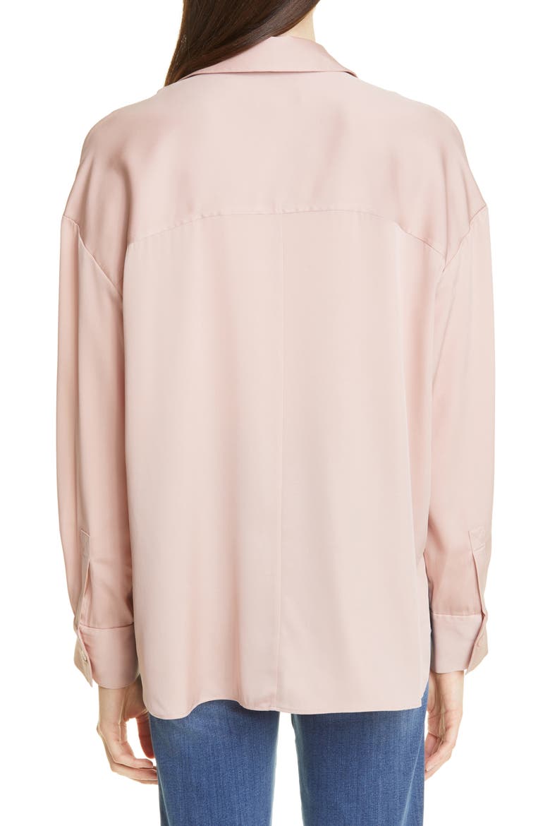 Relaxed Stretch Silk Shirt, Alternate, color, PINK ADOBE