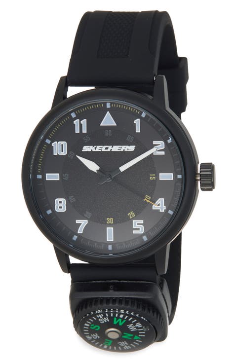 Sets Analog Silicone Strap Watch with Compass