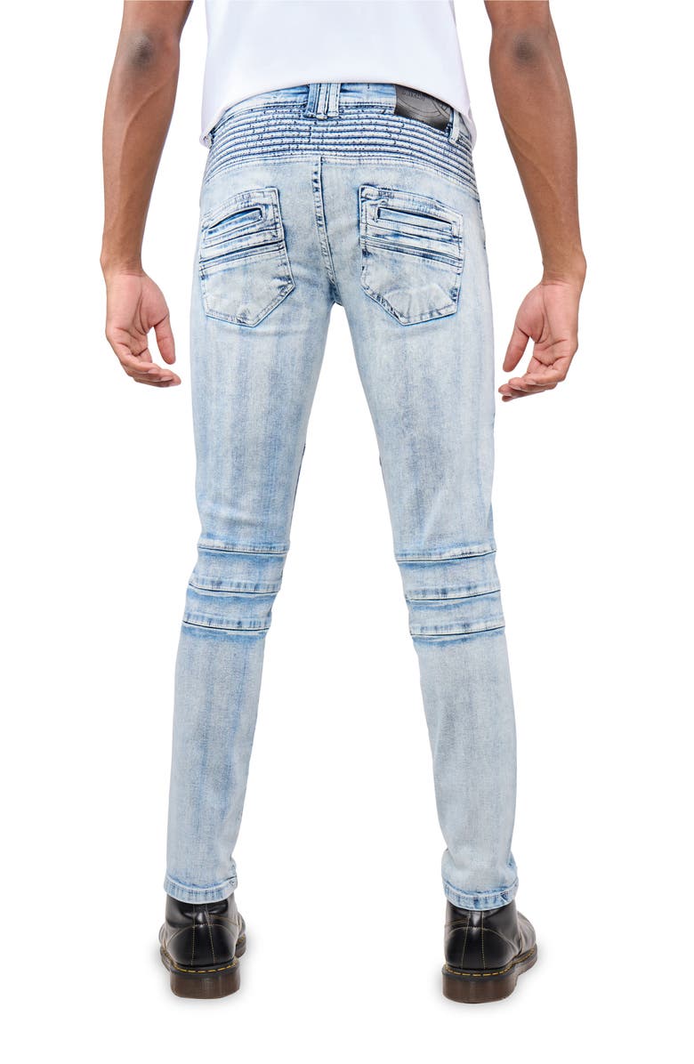 XRAY Stretch Mid Rise Skinny Moto Jeans, Alternate, color, Bleach