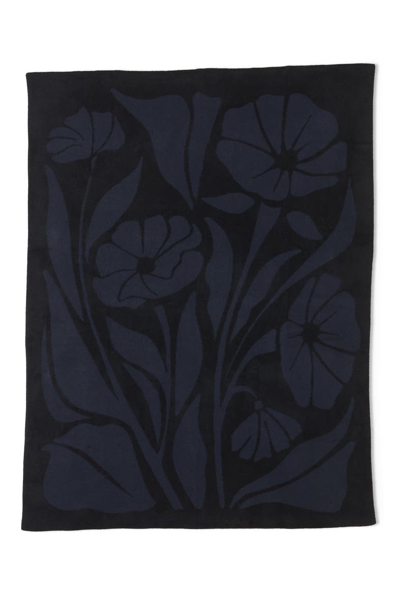 CozyChic® Desert Bloom Throw Blanket, Alternate, color, DARK INDIGO/ BLACK