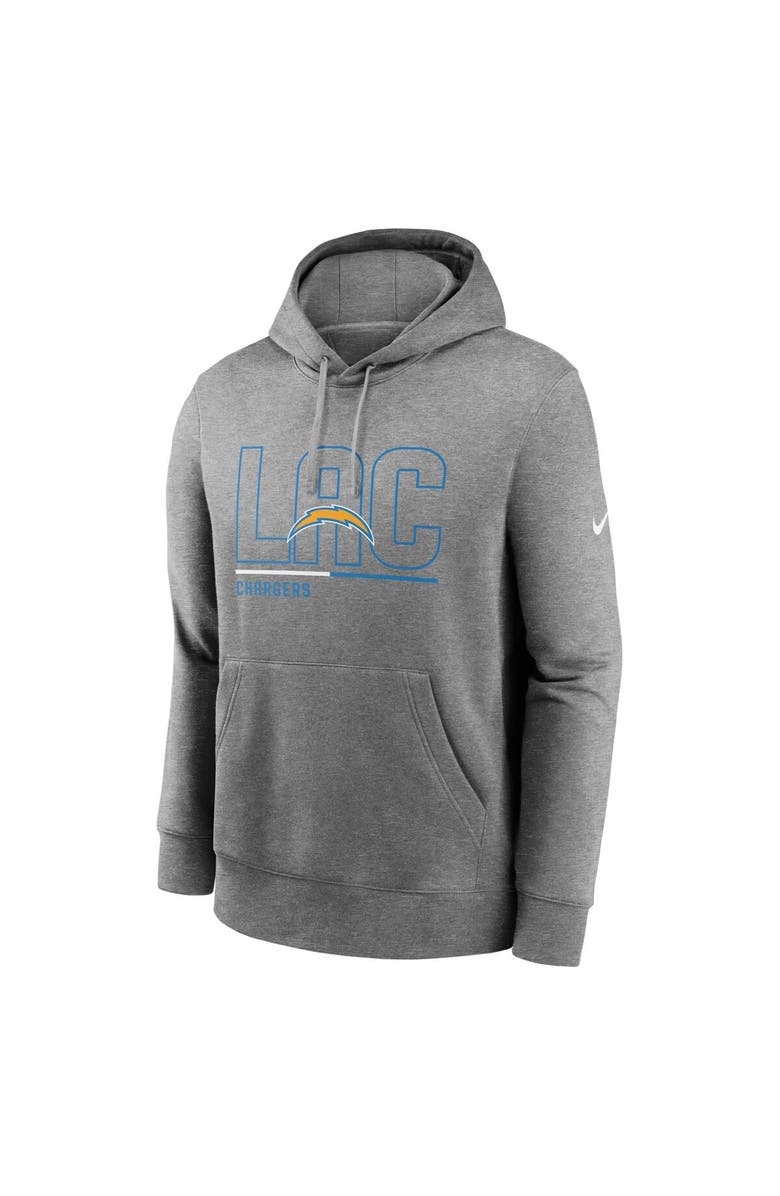 Nike Men's Nike Heathered Gray Los Angeles Chargers City Code Club Fleece Pullover Hoodie, Alternate, color, Heather Gray