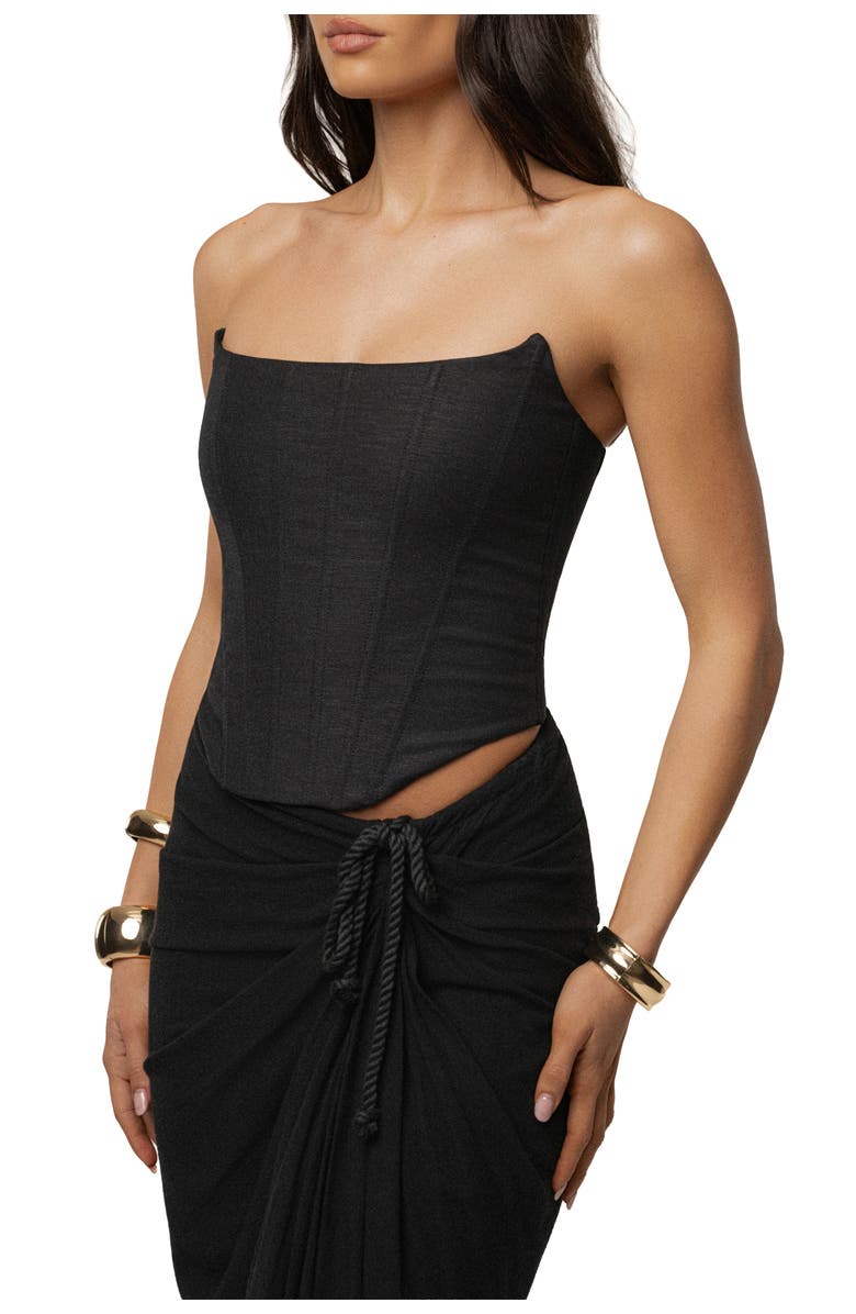 JLUXLABEL Fenix Reversible Linen Corset, Alternate, color, Black