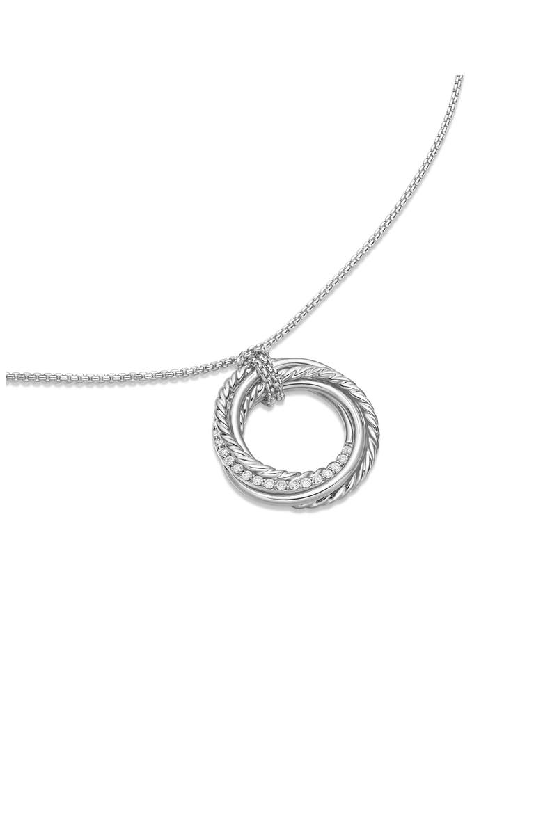 Crossover Pendant Necklace with Diamonds, Alternate, color, SILVER/ DIAMOND