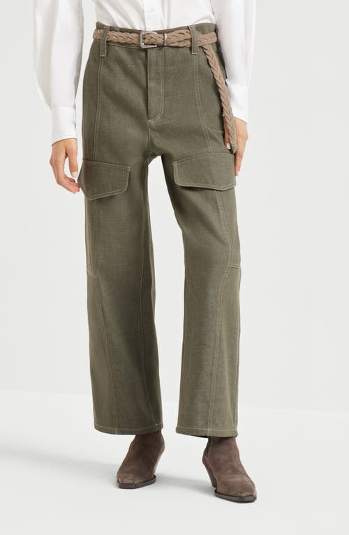 Brunello Cucinelli Cargo-pocket Cotton Trousers In Green