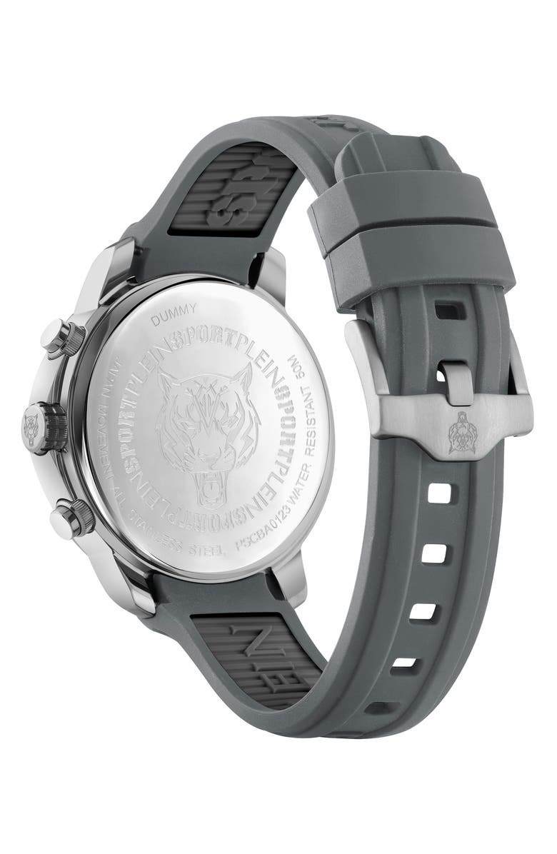 PHILIPP PLEIN Plein Gain Silicone Strap Chronograph Watch, 43mm, Alternate, color, Stainless Steel