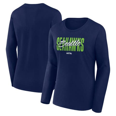 Women
s Logo Athletic College Navy Seattle Seahawks Grip Long Sleeve T-Shirt