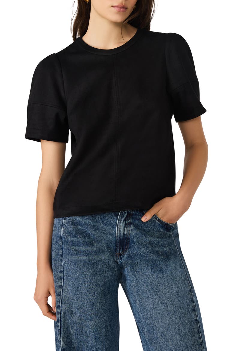 Faux Suede T-Shirt, Main, color, BLACK