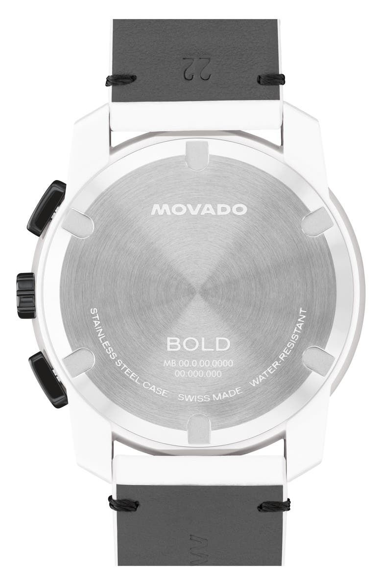 Movado Bold TR90 Chronograph Leather Strap Watch, 42mm, Alternate, color, 
