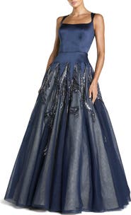Mac Duggal Embellished Satin Ball Gown With Tulle Skirt